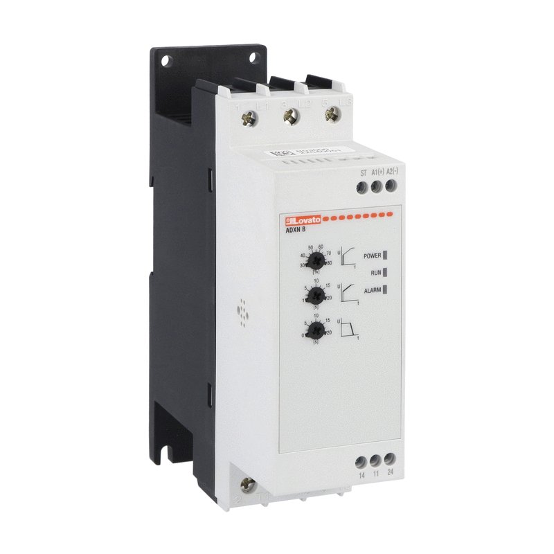60-ADXNB025 Softstarters ADXNB All-in-one solution for engines. Quick and easy configuration using 3 potentiometers. Programmable inputs and outputs, smart functions such as starting voltage, acceleration and deceleration speed. Has an integrated bypass.